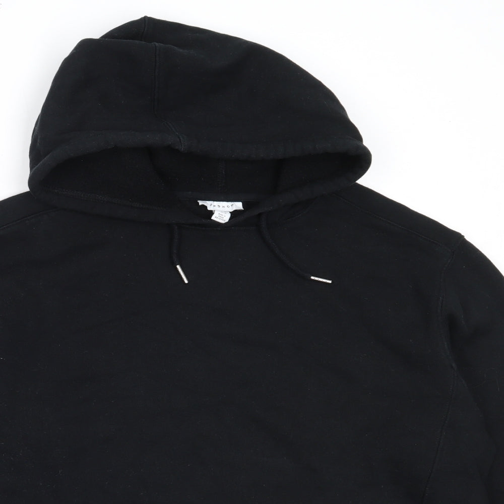 Topshop Womens Black  Cotton Pullover Hoodie Size L