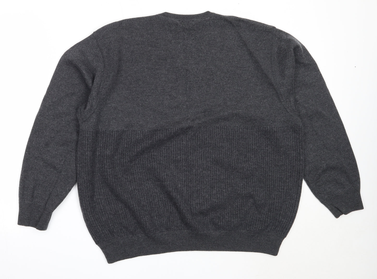 Marks and Spencer Mens Grey V-Neck  Wool Pullover Jumper Size XL