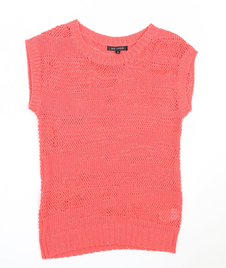 QED London Womens Pink Round Neck  Acrylic Pullover Jumper Size 10