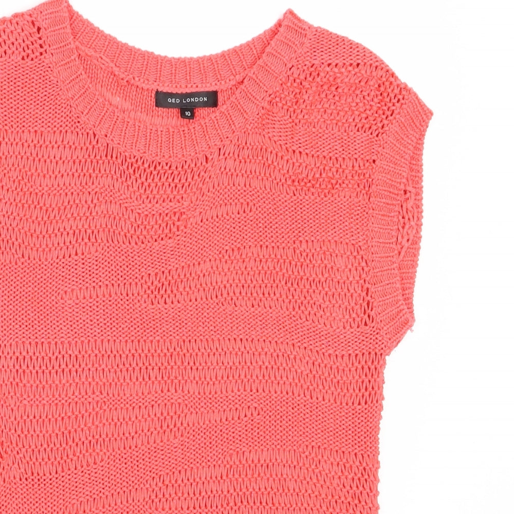 QED London Womens Pink Round Neck  Acrylic Pullover Jumper Size 10