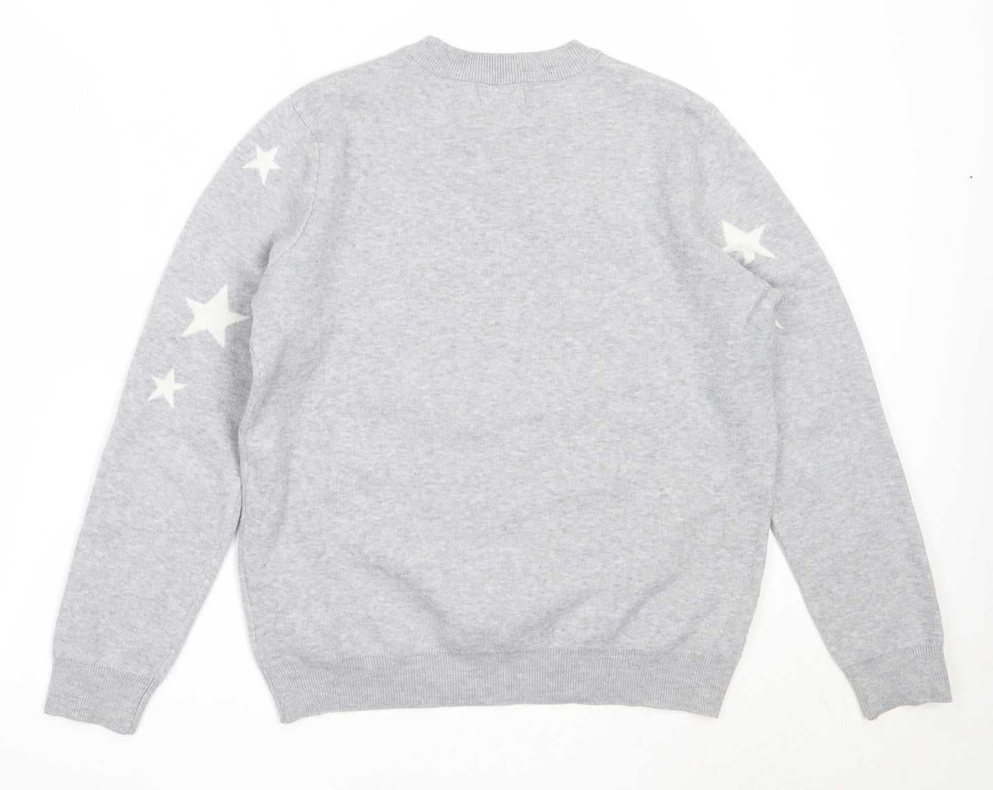 Papaya Womens Grey Round Neck  Polyester Pullover Jumper Size M