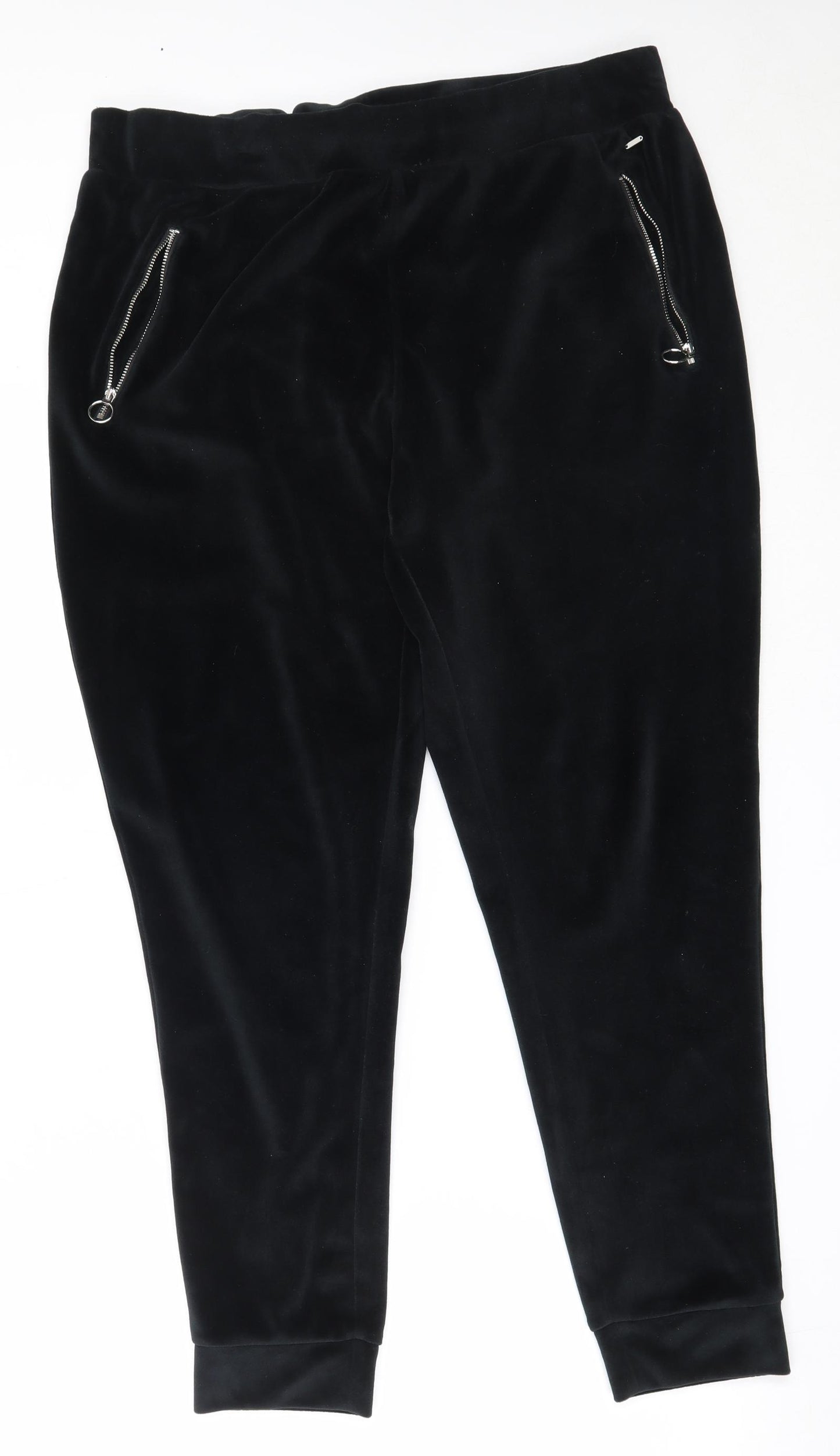 F&F Womens Black  Polyester Jogger Trousers Size 16 L28 in Regular