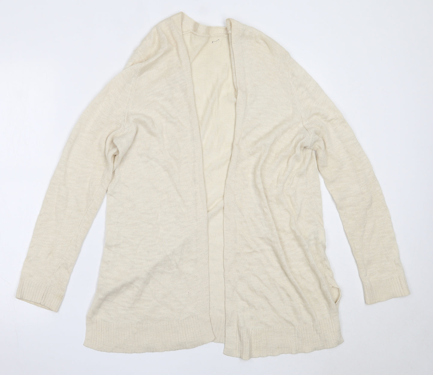 Preworn Womens Ivory Round Neck  Cotton Cardigan Jumper Size L