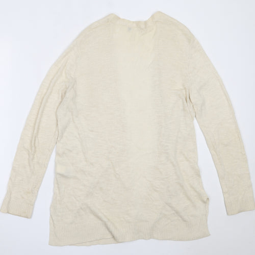 Preworn Womens Ivory Round Neck  Cotton Cardigan Jumper Size L