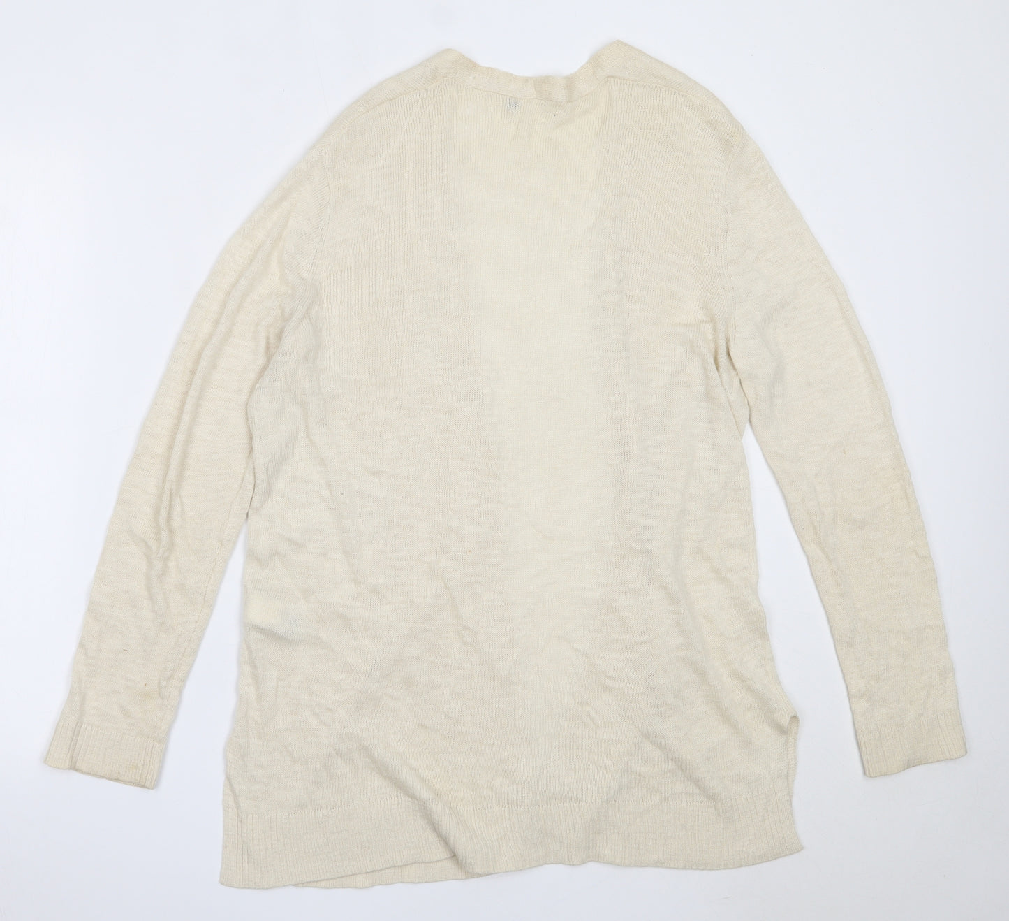 Preworn Womens Ivory Round Neck  Cotton Cardigan Jumper Size L