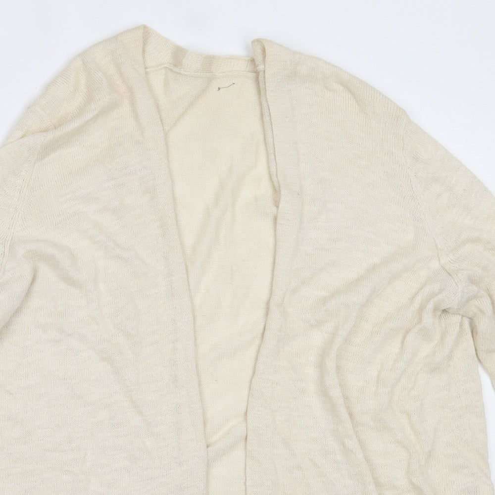 Preworn Womens Ivory Round Neck  Cotton Cardigan Jumper Size L