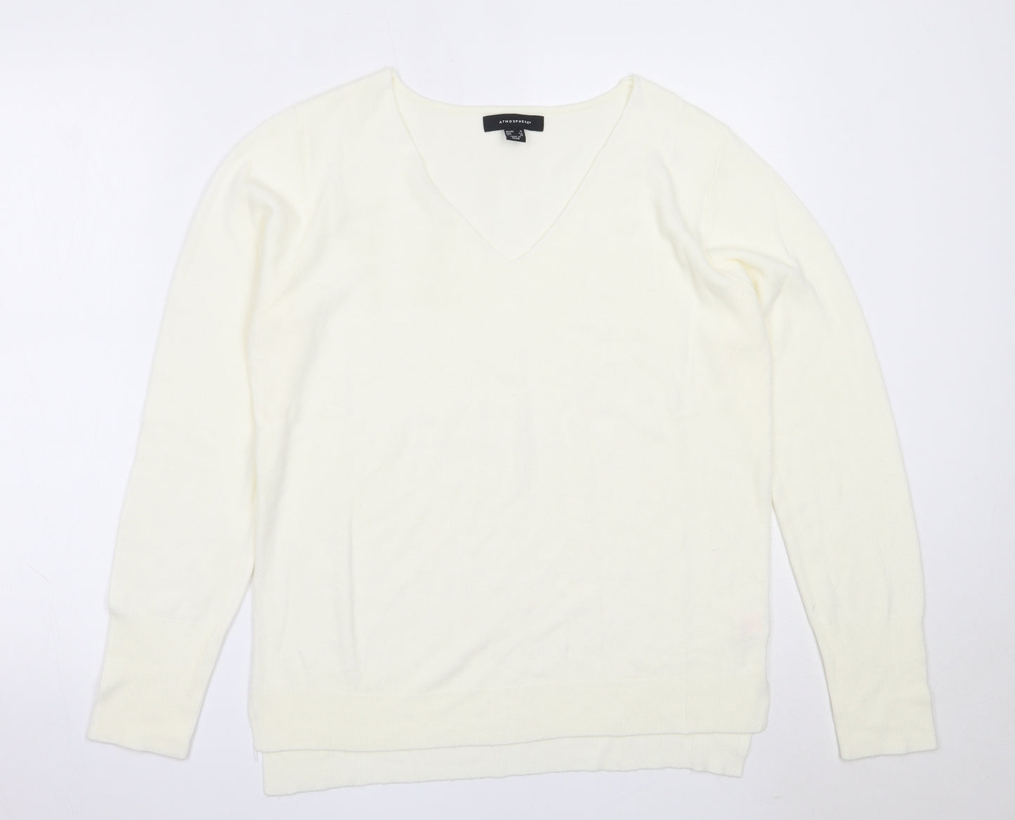 Atmosphere Womens Ivory V-Neck  Acrylic Pullover Jumper Size 16