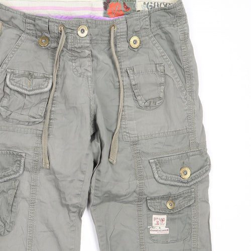 River Island Womens Green  Cotton Cargo Shorts Size 12  Regular