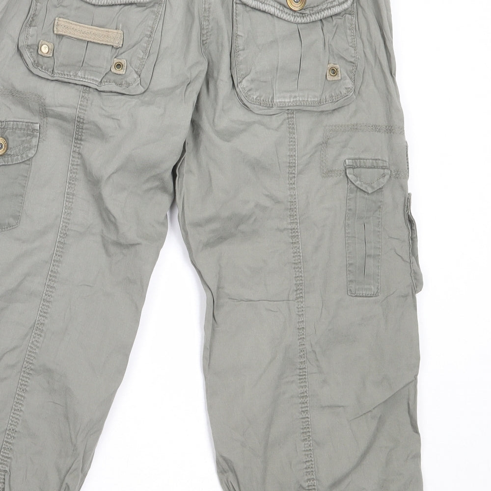 River Island Womens Green  Cotton Cargo Shorts Size 12  Regular