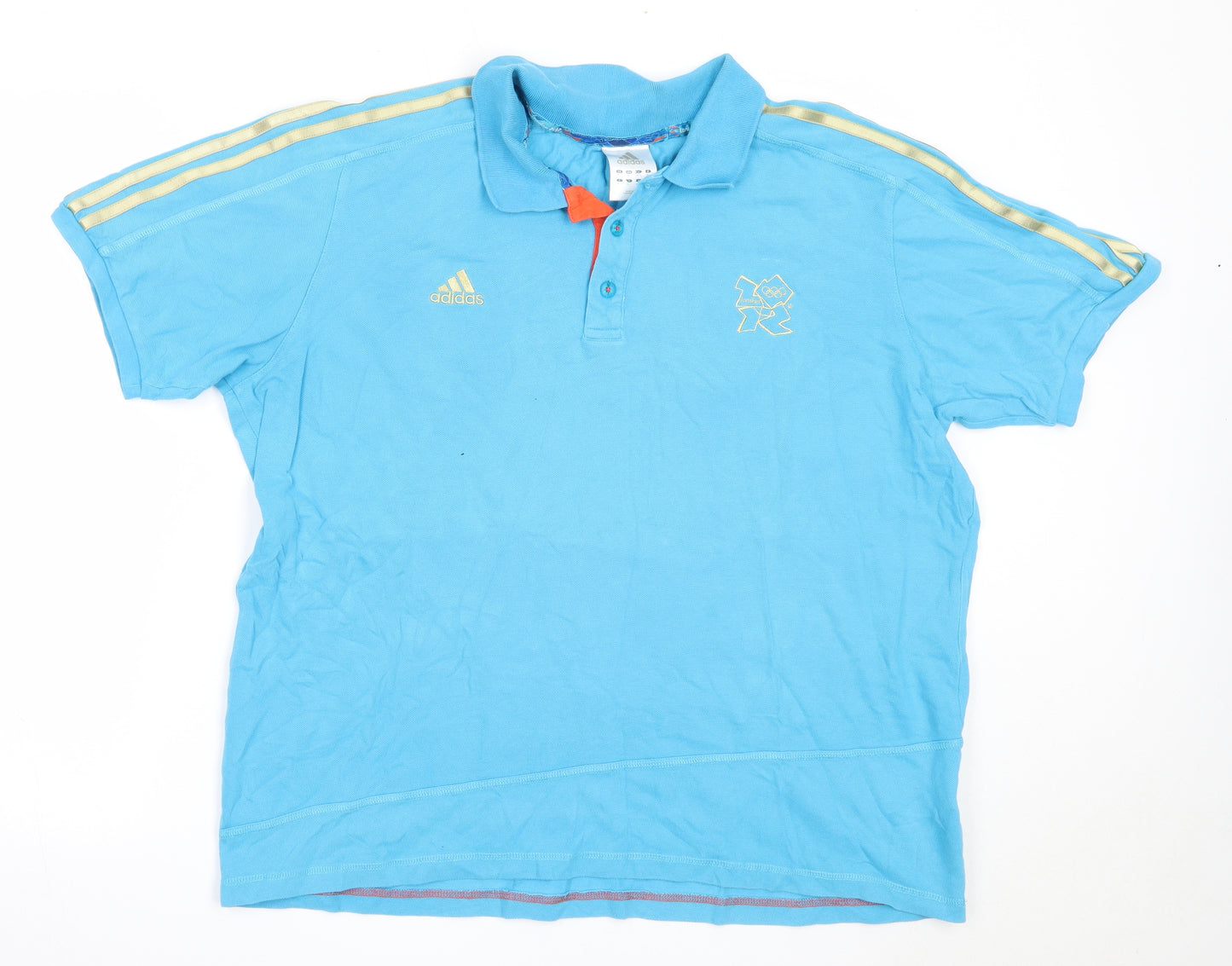 adidas Mens Blue  Cotton  Polo Size XL Collared