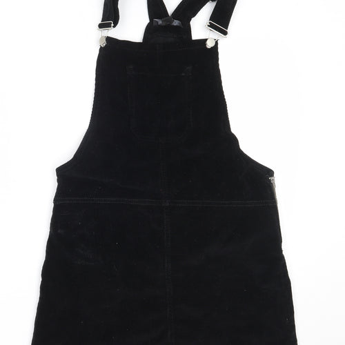 Select Womens Black  Cotton Pinafore/Dungaree Dress  Size 8  Square Neck