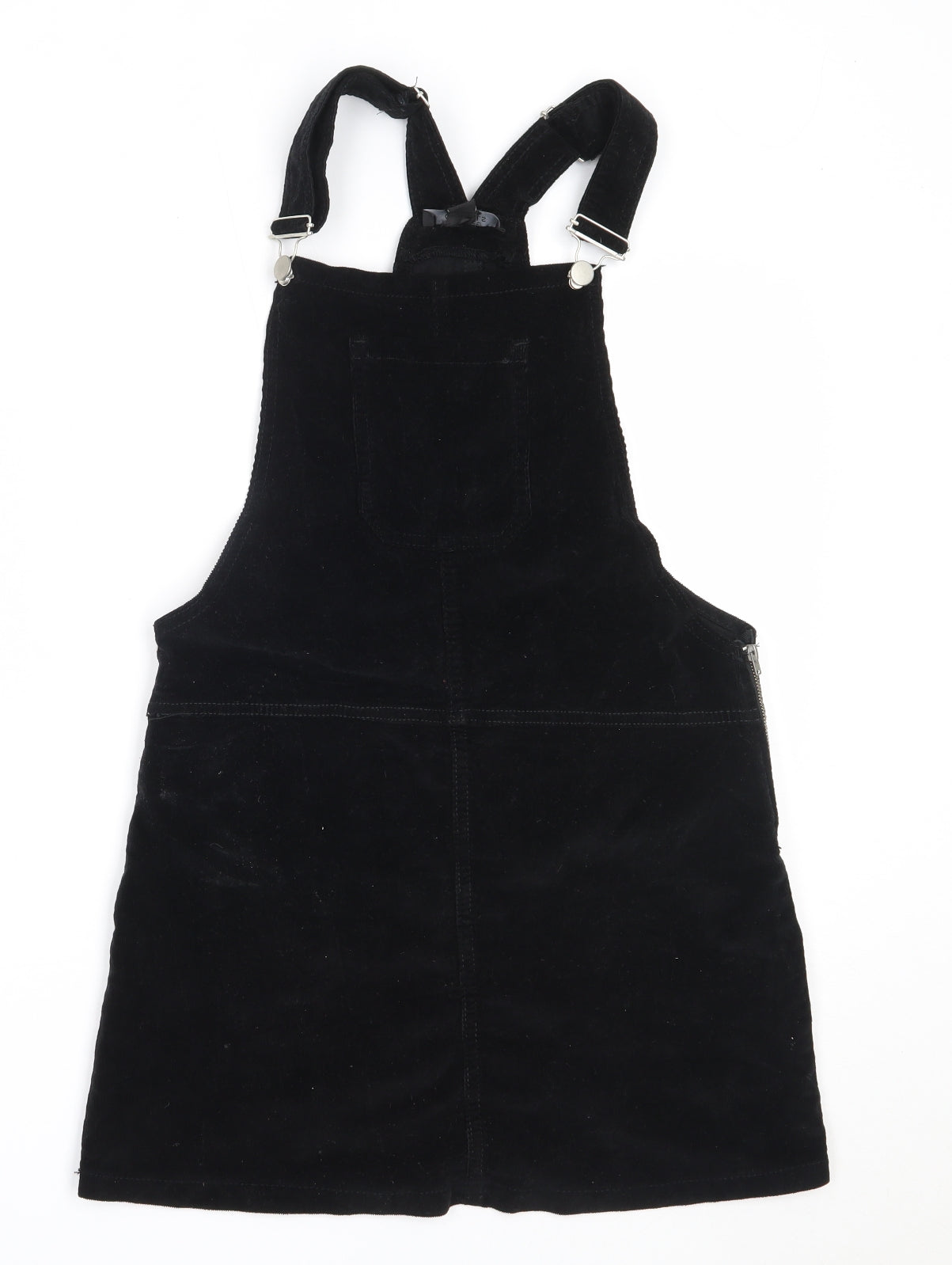 Select Womens Black  Cotton Pinafore/Dungaree Dress  Size 8  Square Neck