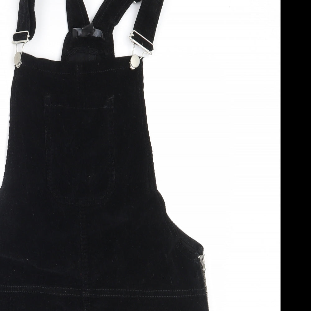 Select Womens Black  Cotton Pinafore/Dungaree Dress  Size 8  Square Neck