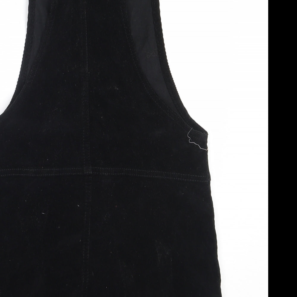 Select Womens Black  Cotton Pinafore/Dungaree Dress  Size 8  Square Neck
