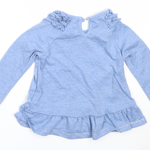 F&F Girls Blue  Polyester Basic T-Shirt Size 3-6 Months Round Neck