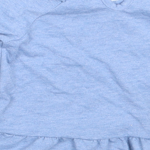 F&F Girls Blue  Polyester Basic T-Shirt Size 3-6 Months Round Neck