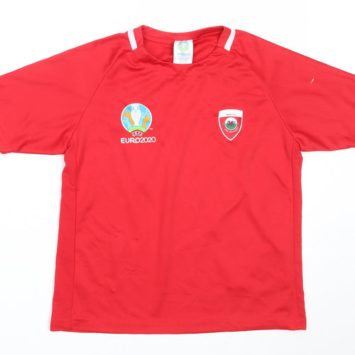 EURO2020 Boys Red  Polyester Jersey T-Shirt Size 9-10 Years Round Neck  - wales euro 2020