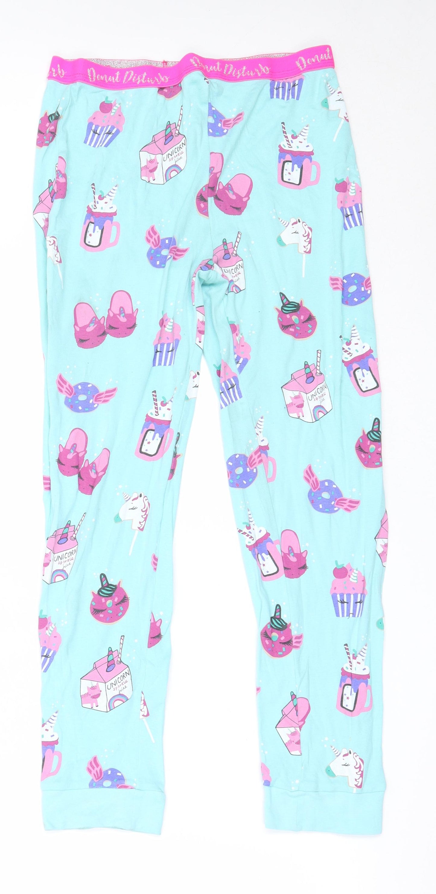 Blue Zoo Girls Blue Solid Cotton Capri Pyjama Pants Size 12-13 Years