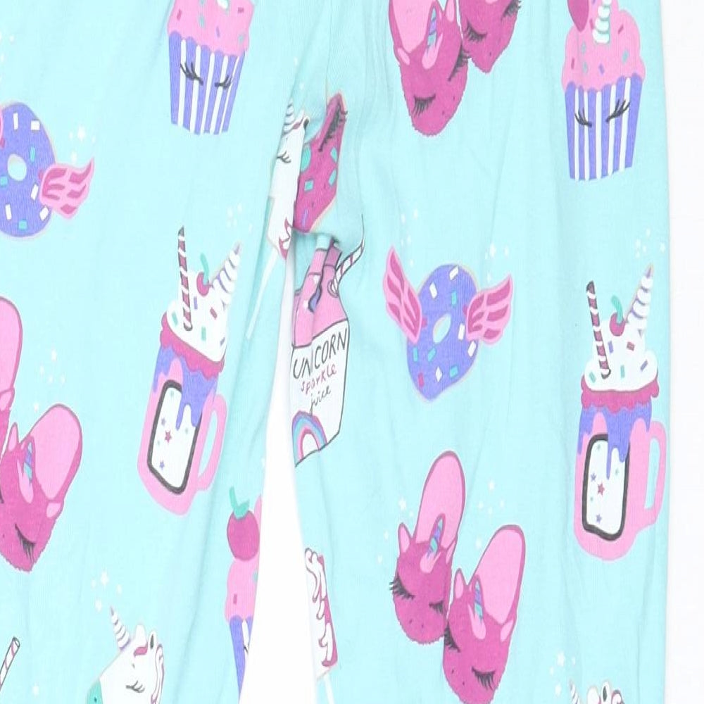 Blue Zoo Girls Blue Solid Cotton Capri Pyjama Pants Size 12-13 Years