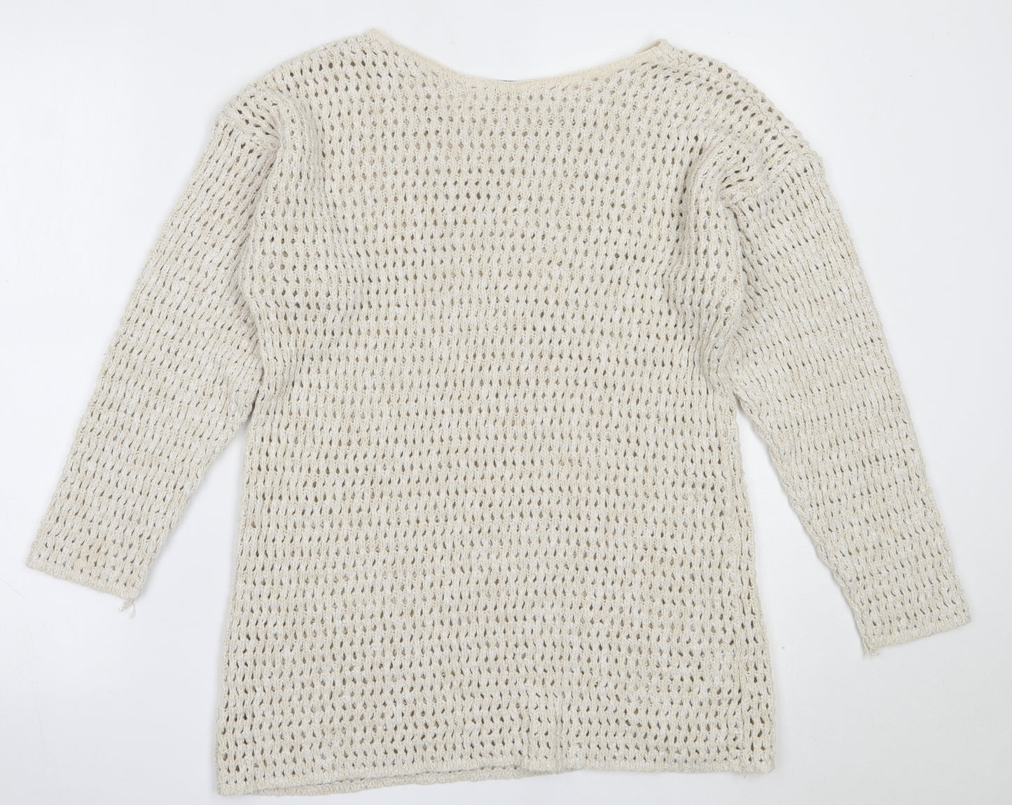 George Womens Ivory Round Neck  Cotton Pullover Jumper Size 10