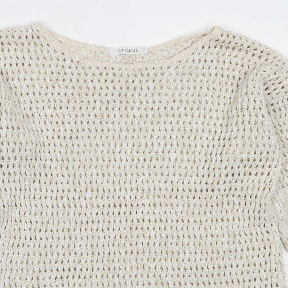 George Womens Ivory Round Neck  Cotton Pullover Jumper Size 10