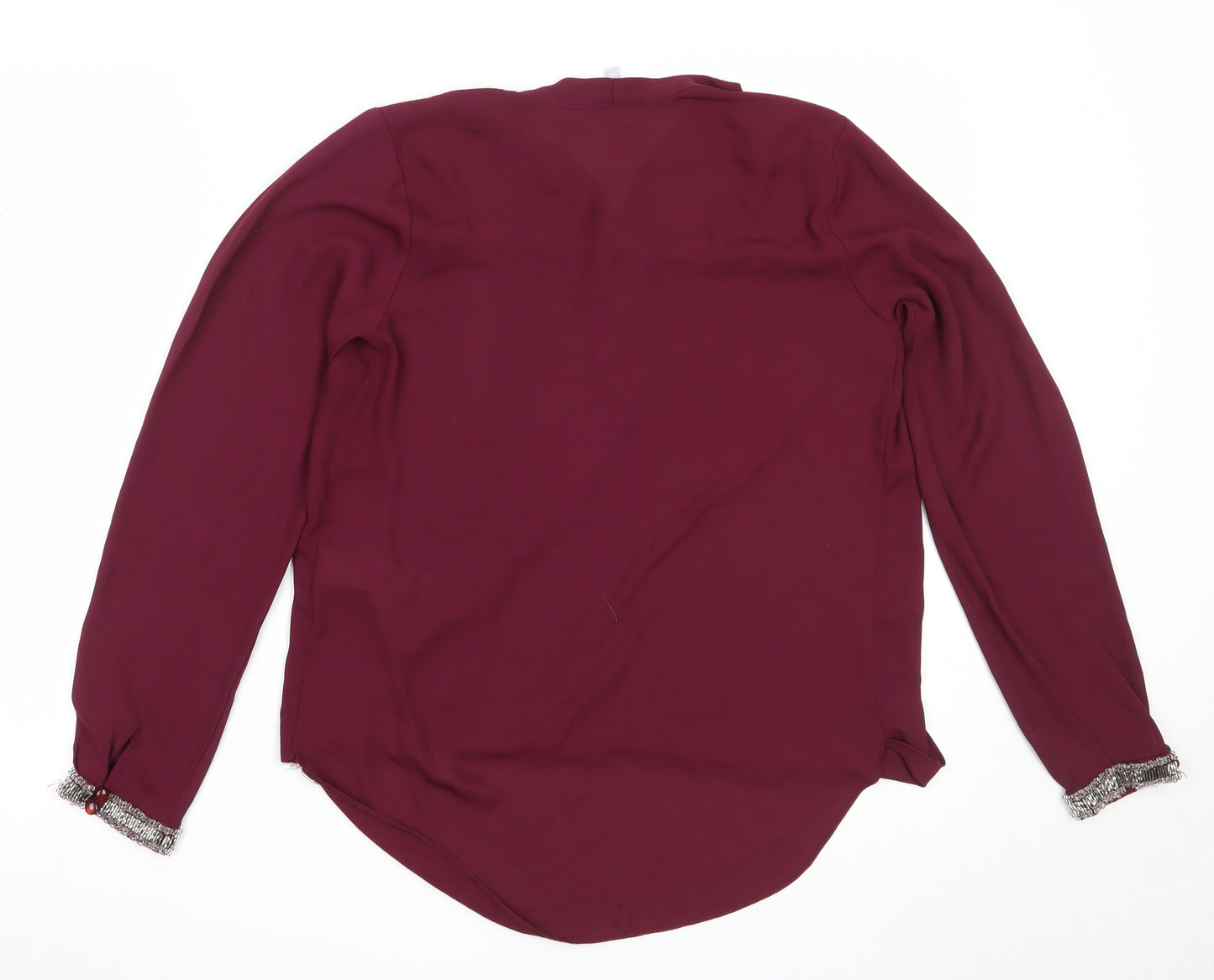 Red Herring Womens Purple  Polyester Basic Blouse Size 10 V-Neck