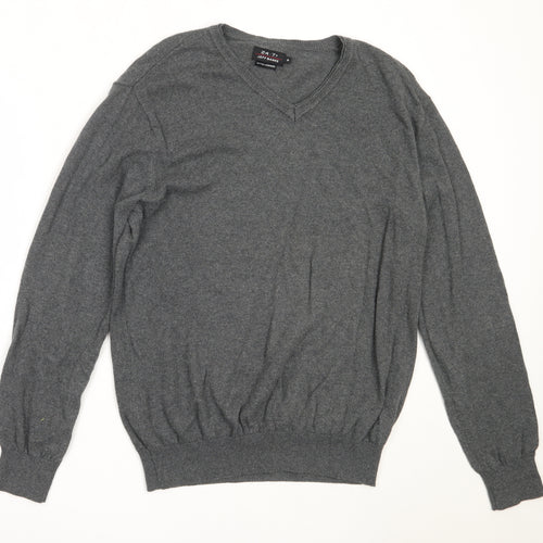 Jeff Banks Mens Grey V-Neck  Cotton Pullover Jumper Size M