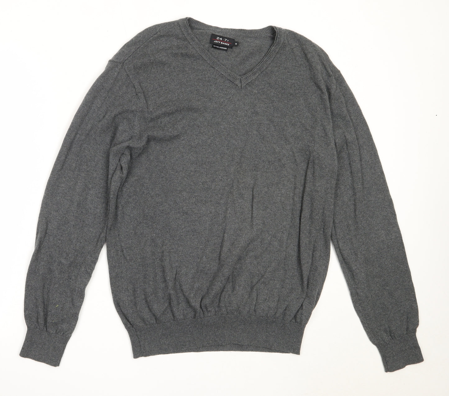Jeff Banks Mens Grey V-Neck  Cotton Pullover Jumper Size M