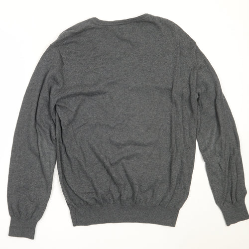 Jeff Banks Mens Grey V-Neck  Cotton Pullover Jumper Size M