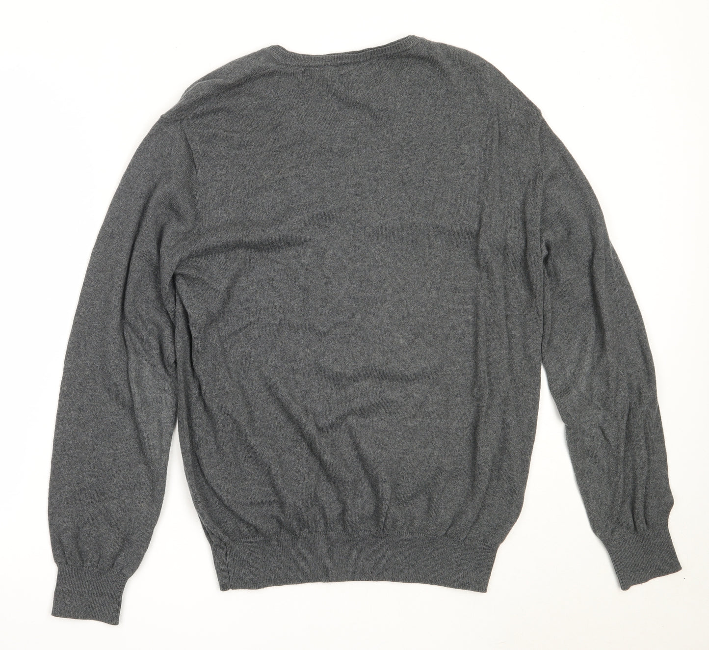 Jeff Banks Mens Grey V-Neck  Cotton Pullover Jumper Size M