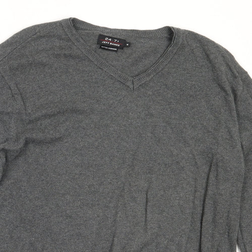 Jeff Banks Mens Grey V-Neck  Cotton Pullover Jumper Size M