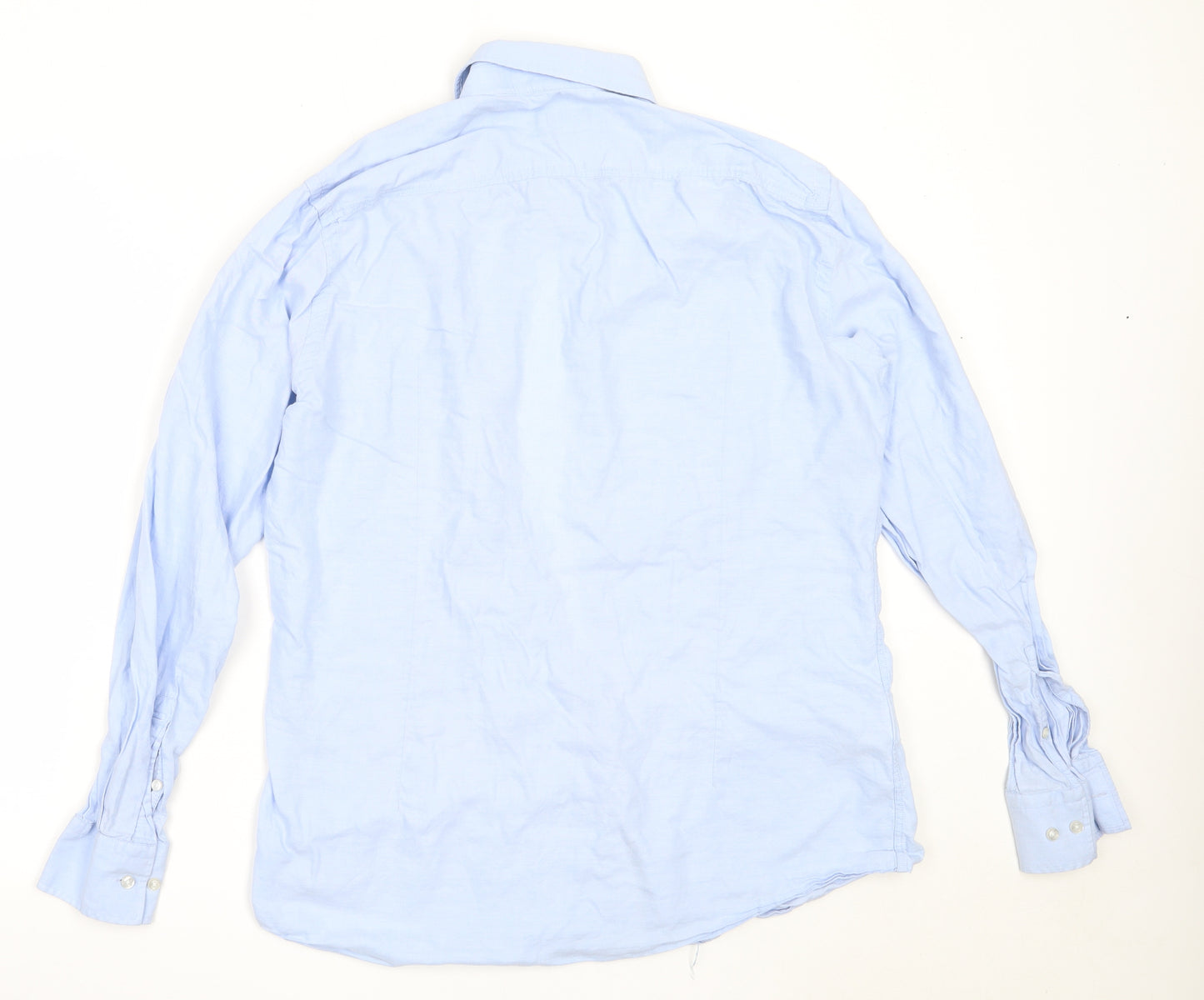 HUGO BOSS Mens Blue  Lyocell  Button-Up Size 16 Collared