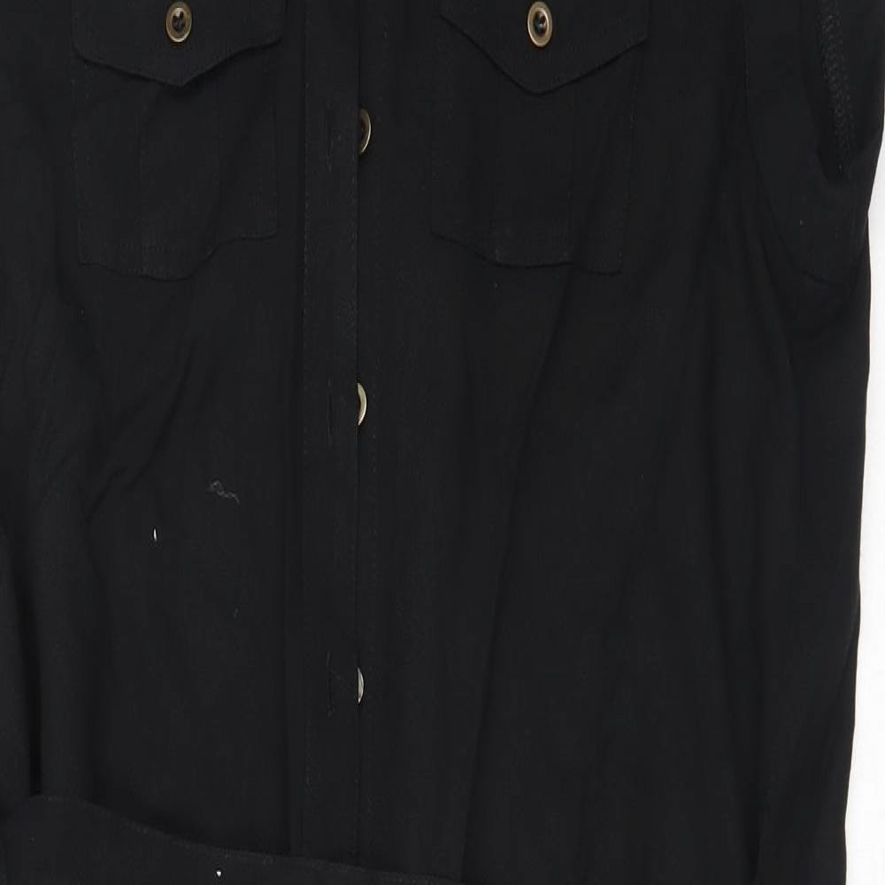 Select Womens Black  Viscose Shirt Dress  Size 10  Collared