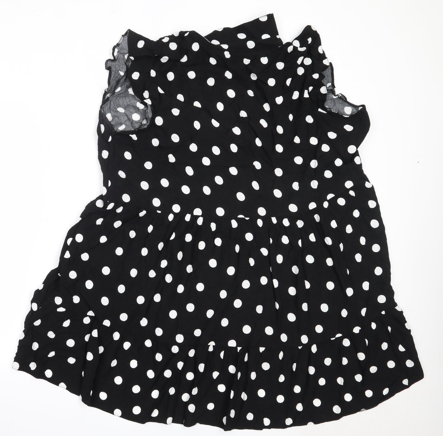 George Womens Black Polka Dot Viscose Fit & Flare  Size 22  Collared
