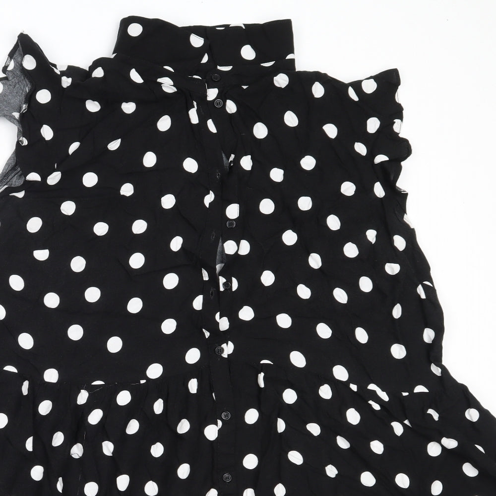 George Womens Black Polka Dot Viscose Fit & Flare  Size 22  Collared