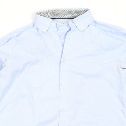 NEXT Mens Blue  Polyester  Button-Up Size 15 Collared