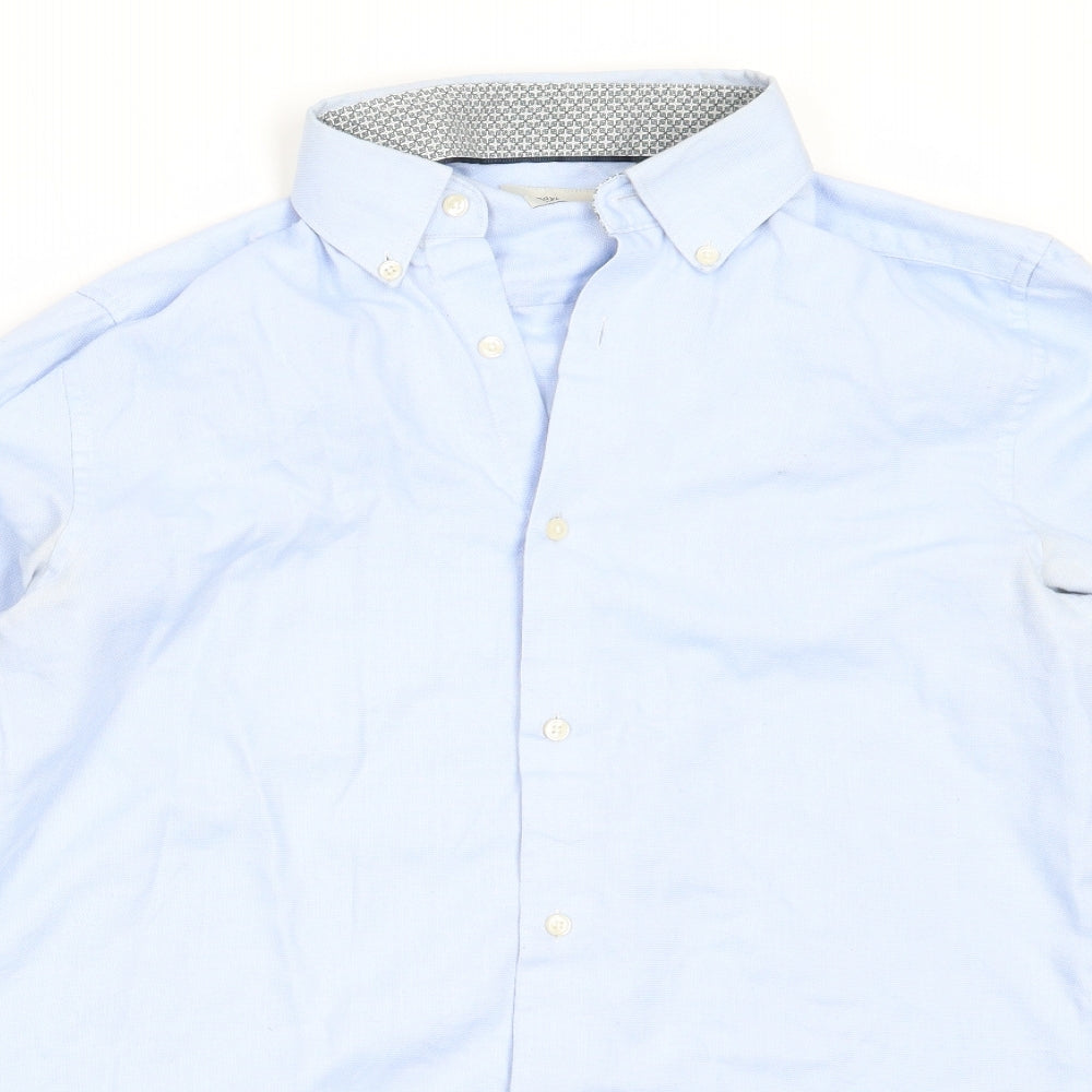 NEXT Mens Blue  Polyester  Button-Up Size 15 Collared