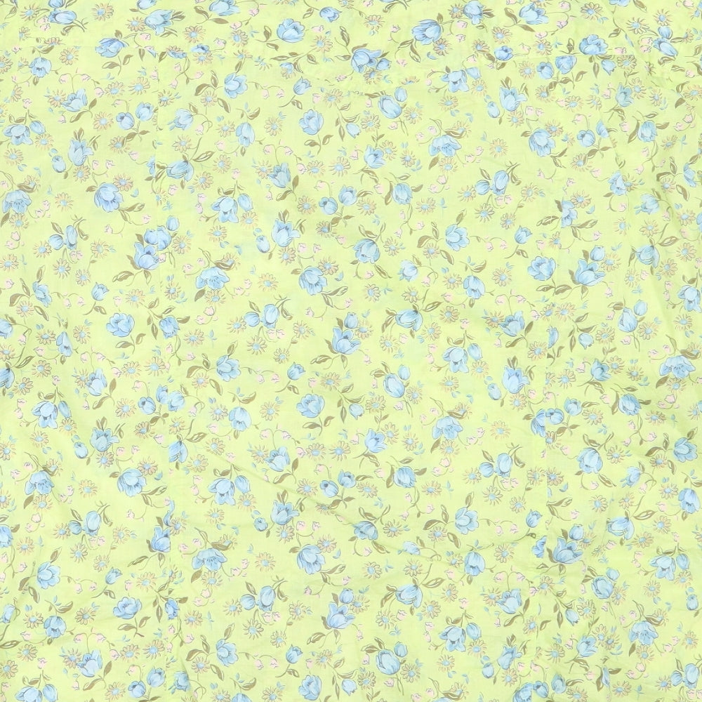 Old Navy Womens Green Floral Cotton Basic Button-Up Size 2XL Collared