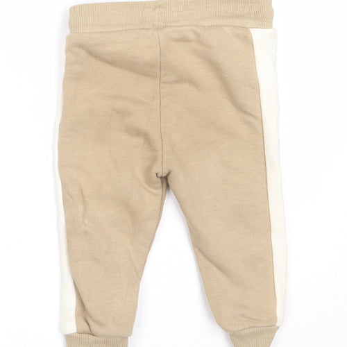 F&F Boys Beige  Cotton Jogger Trousers Size 6-9 Months
