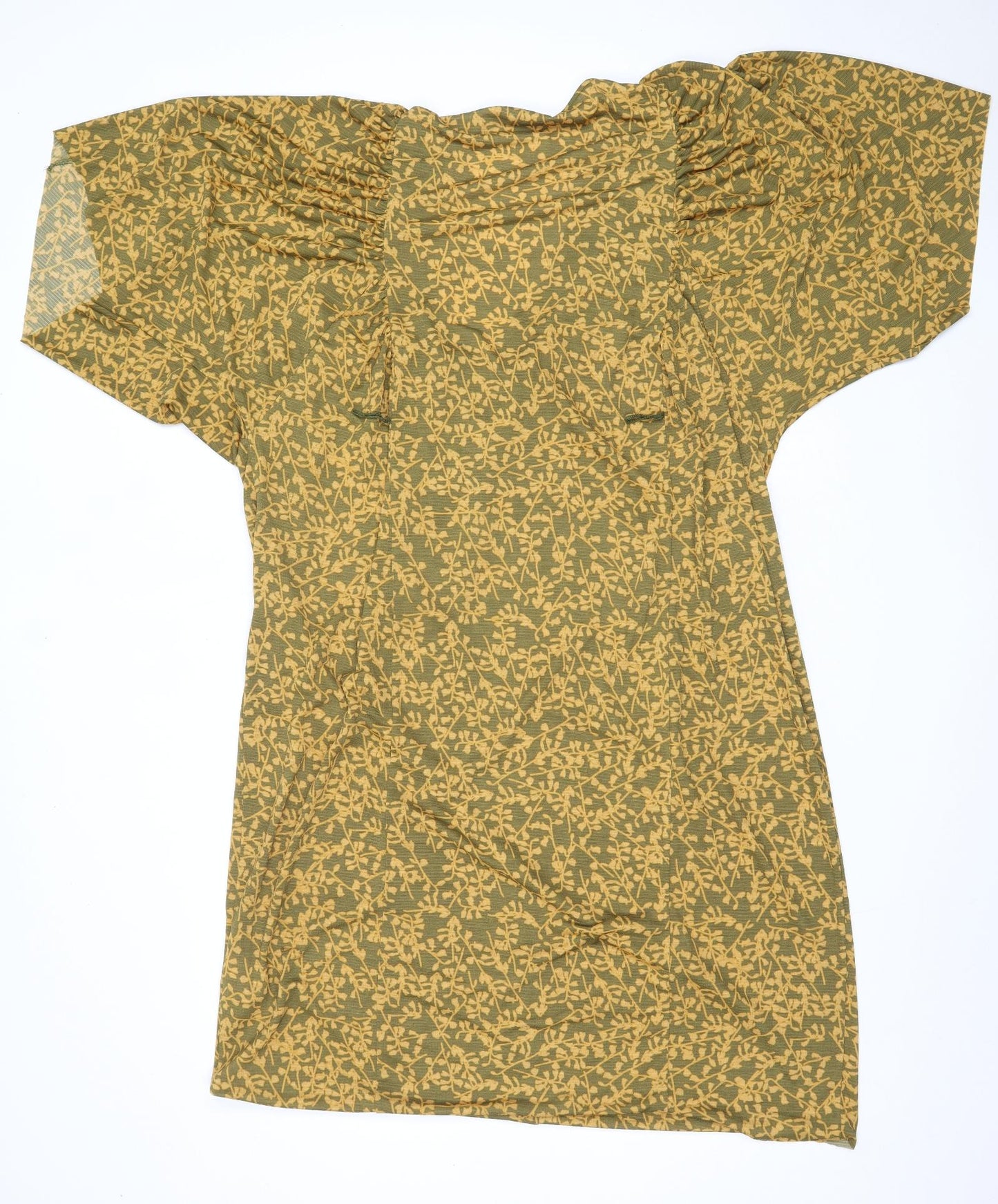 Zara Womens Green Geometric Polyester Shift  Size M  V-Neck