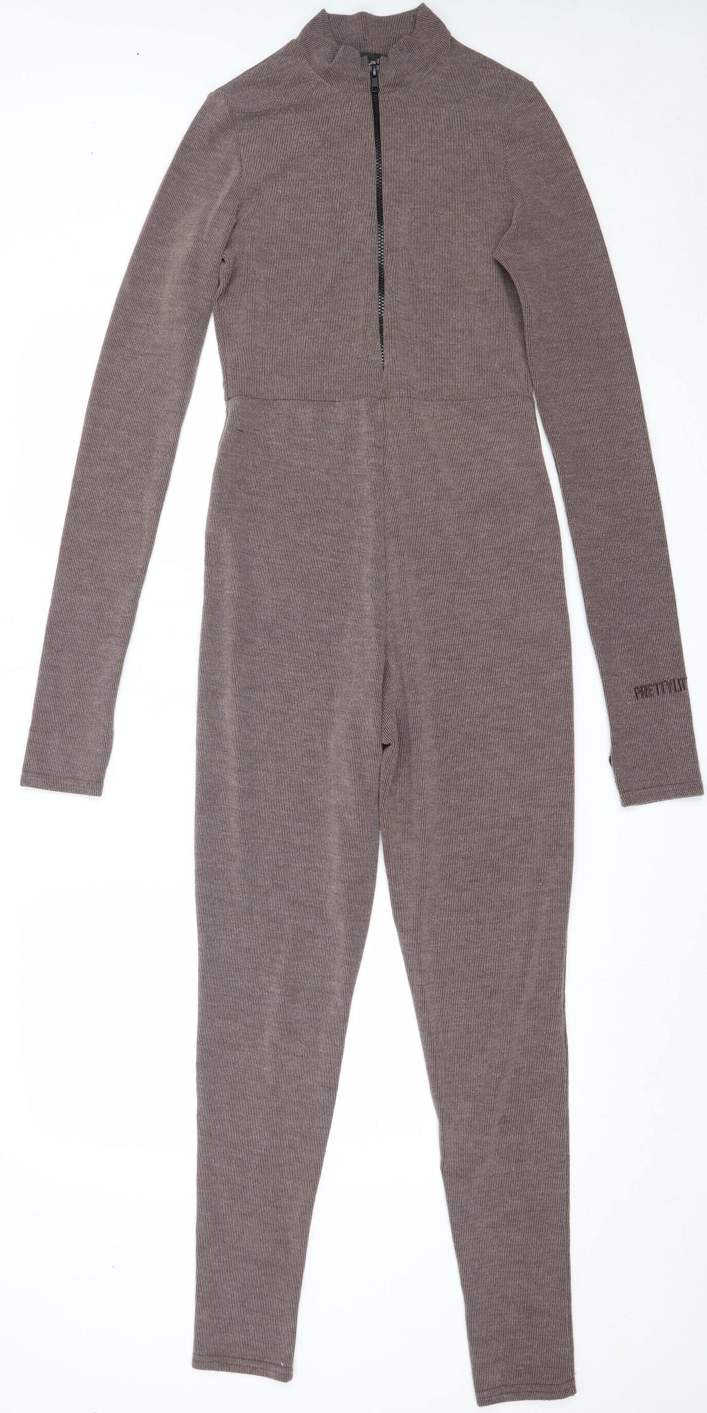 PRETTYLITTLETHING Womens Brown  Polyester Catsuit One-Piece Size 10