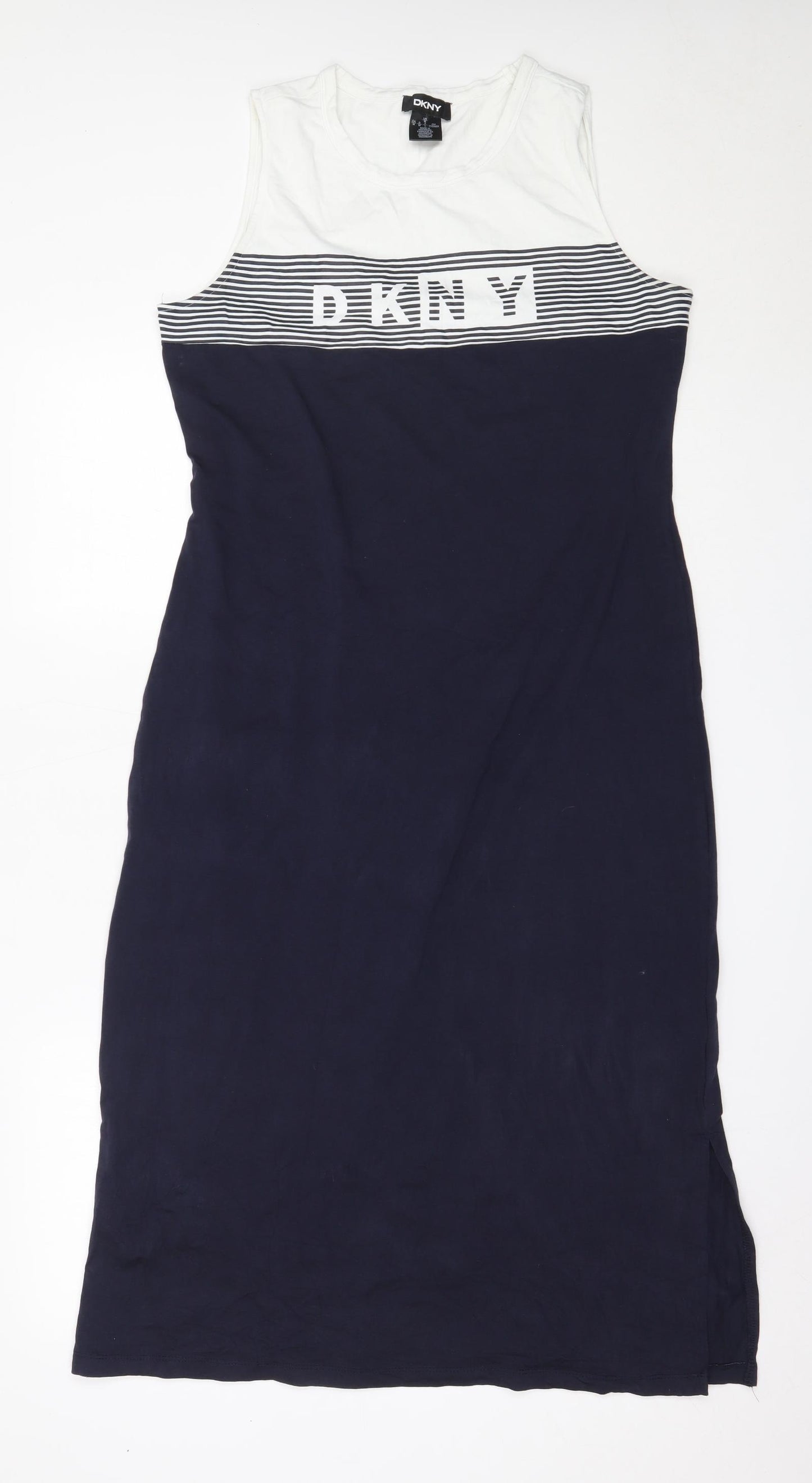 DKNY Womens Blue  Cotton Tank Dress  Size L  Round Neck