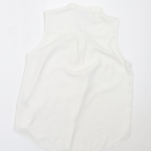H&M Womens White  Polyester Basic Button-Up Size 38 Round Neck