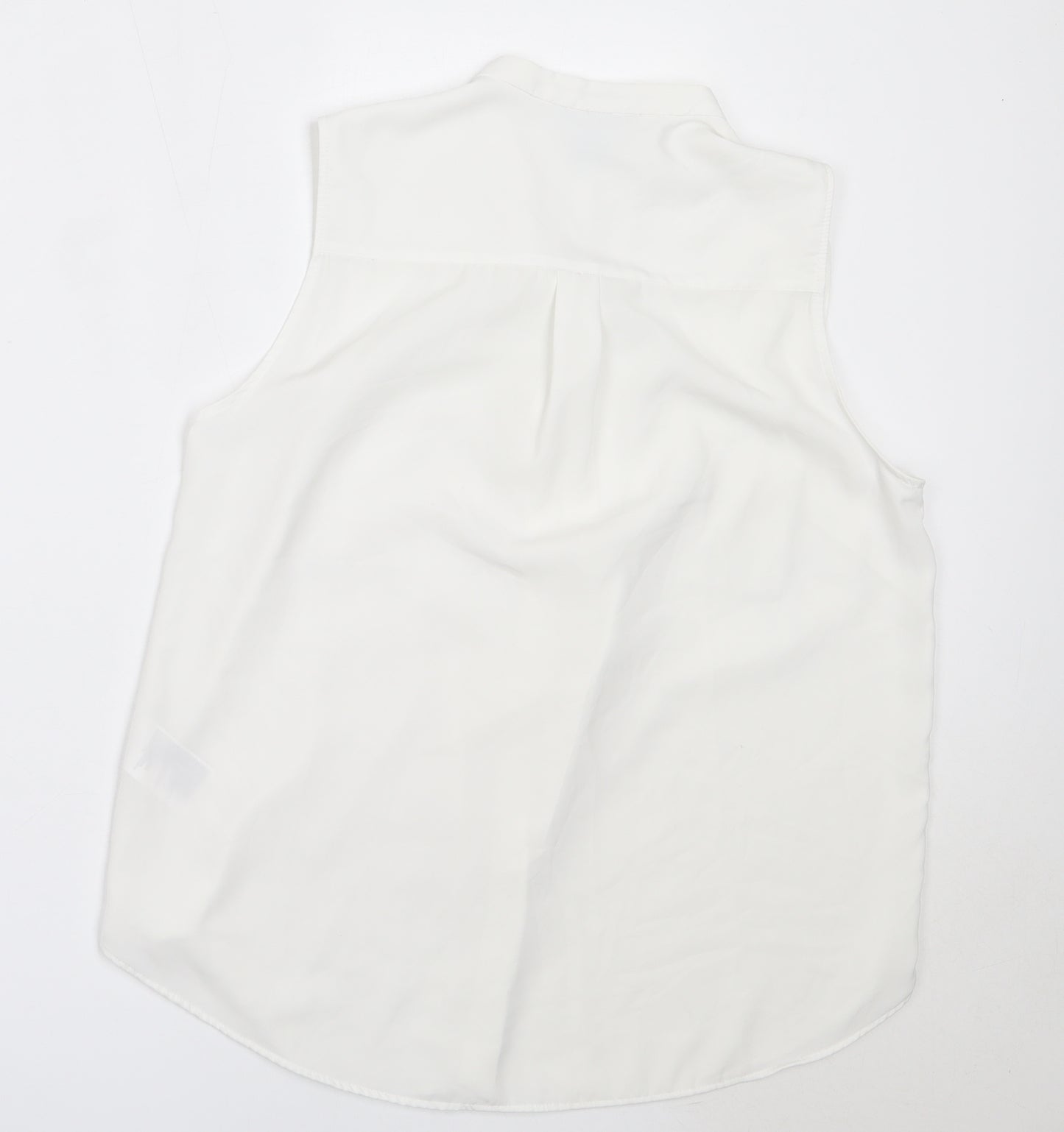 H&M Womens White  Polyester Basic Button-Up Size 38 Round Neck