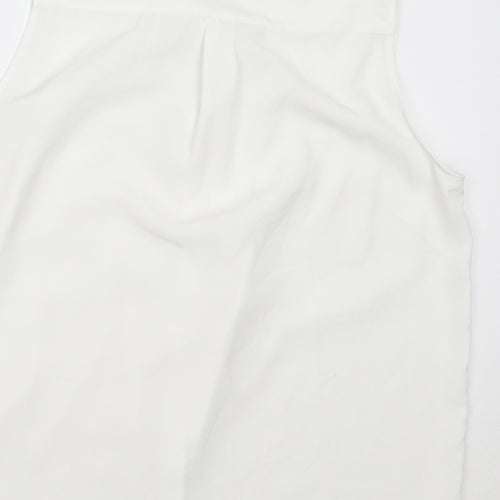 H&M Womens White  Polyester Basic Button-Up Size 38 Round Neck