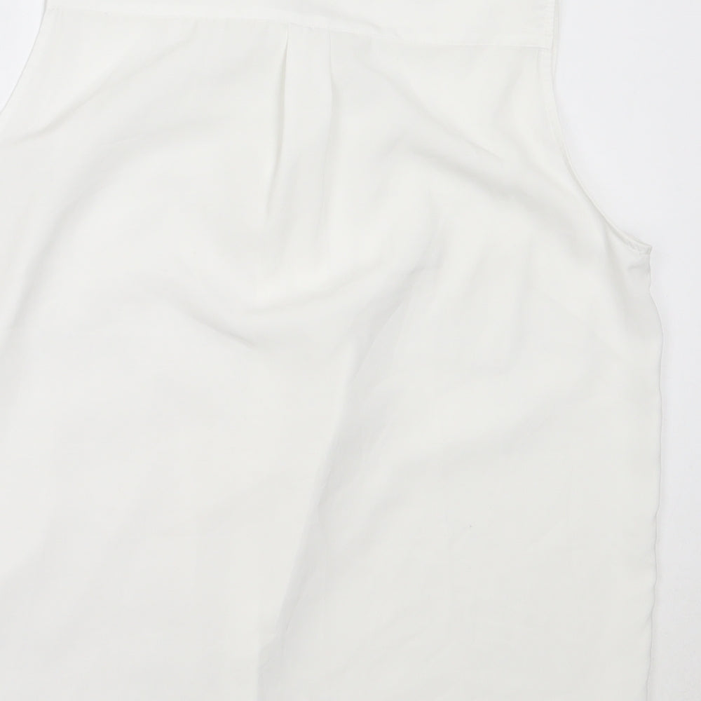 H&M Womens White  Polyester Basic Button-Up Size 38 Round Neck