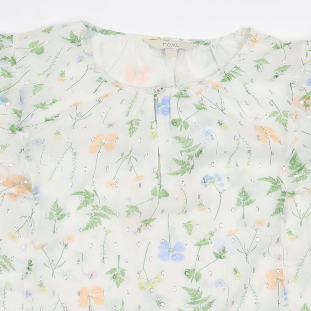 NEXT Womens White  Polyester Basic Blouse Size 10 Round Neck