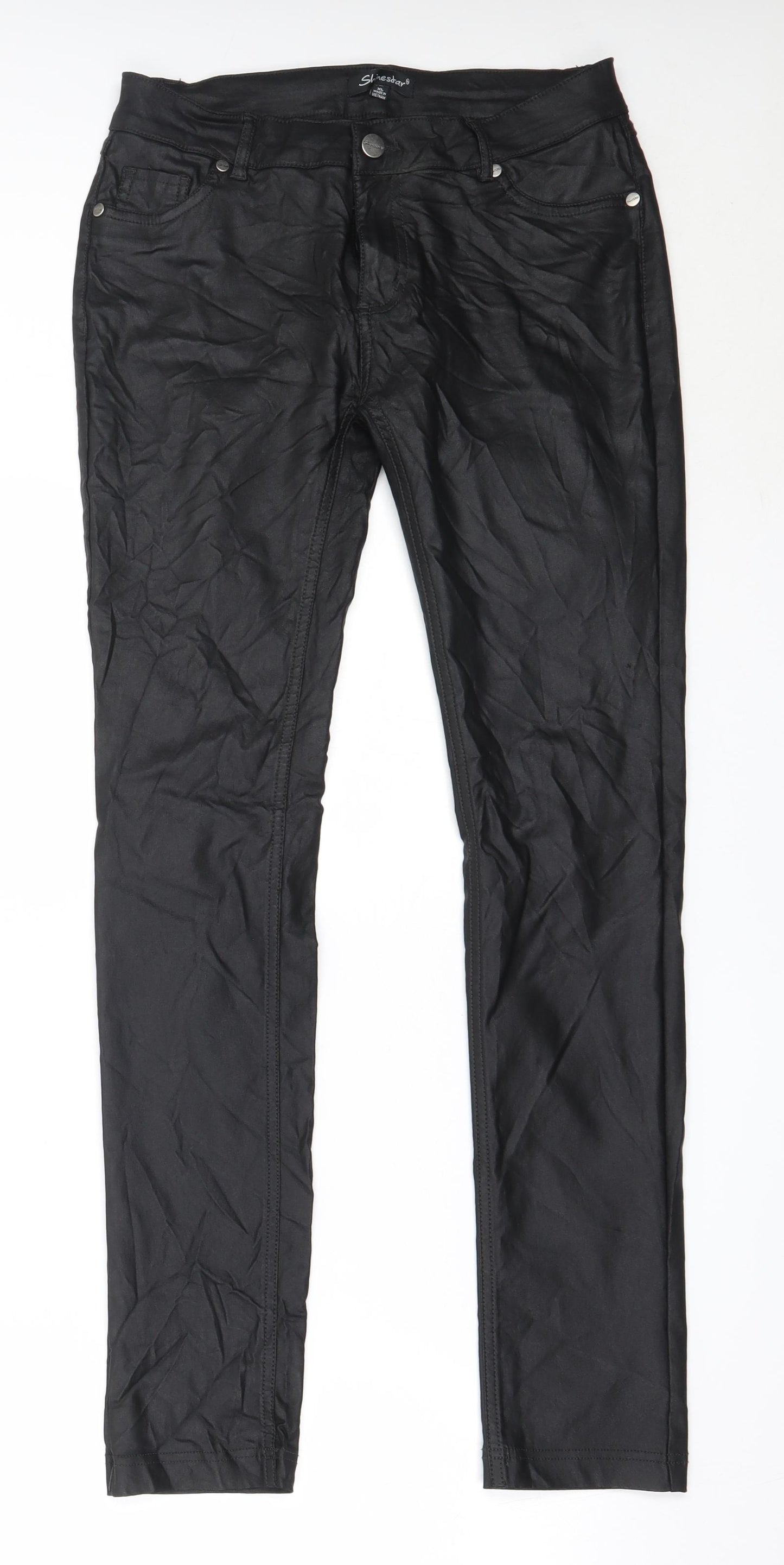 Shinestar Womens Black  Nylon Trousers  Size XL L29.5 in Regular