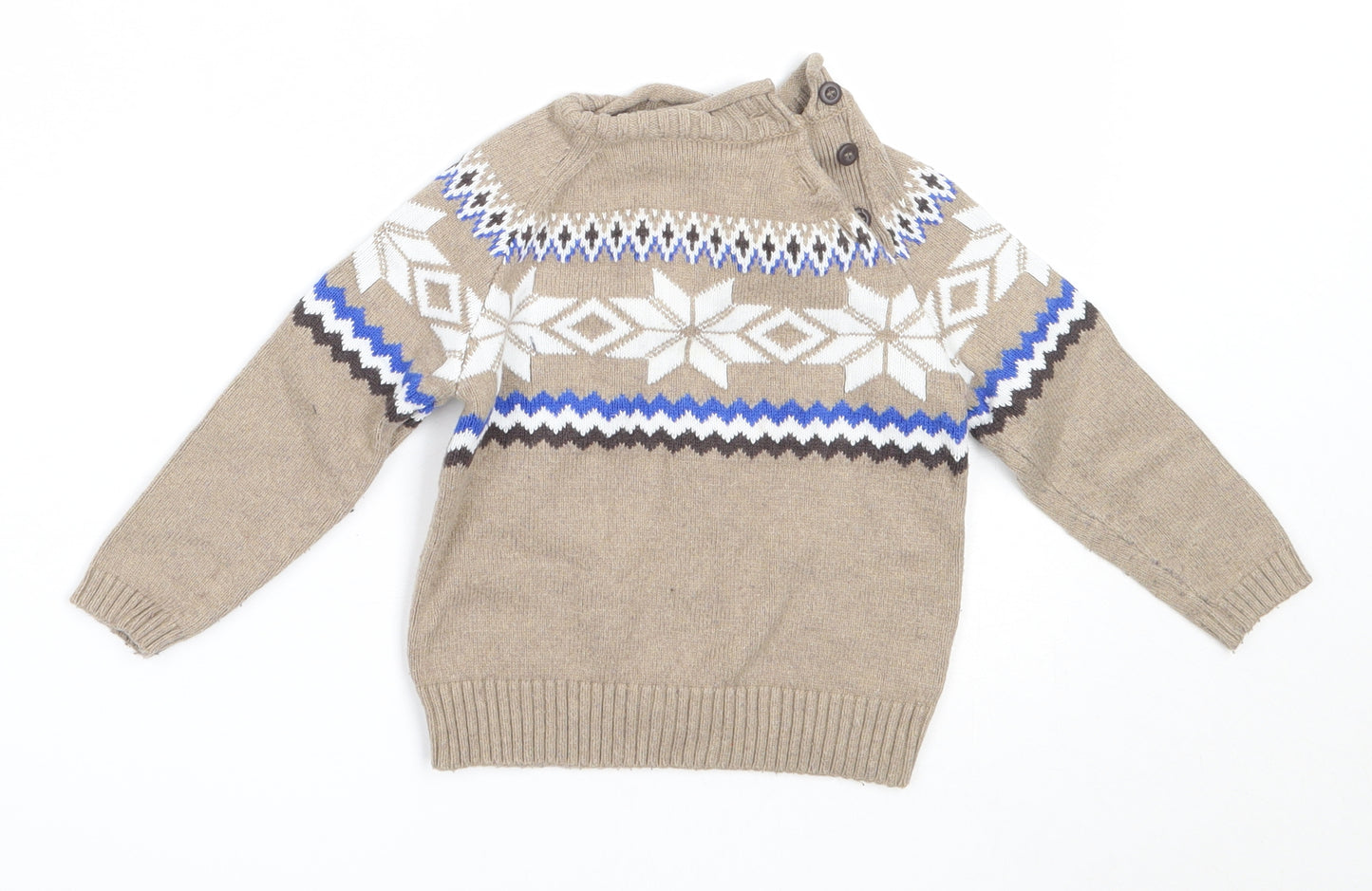 John Lewis Boys Beige  Cotton Pullover Jumper Size 18-24 Months