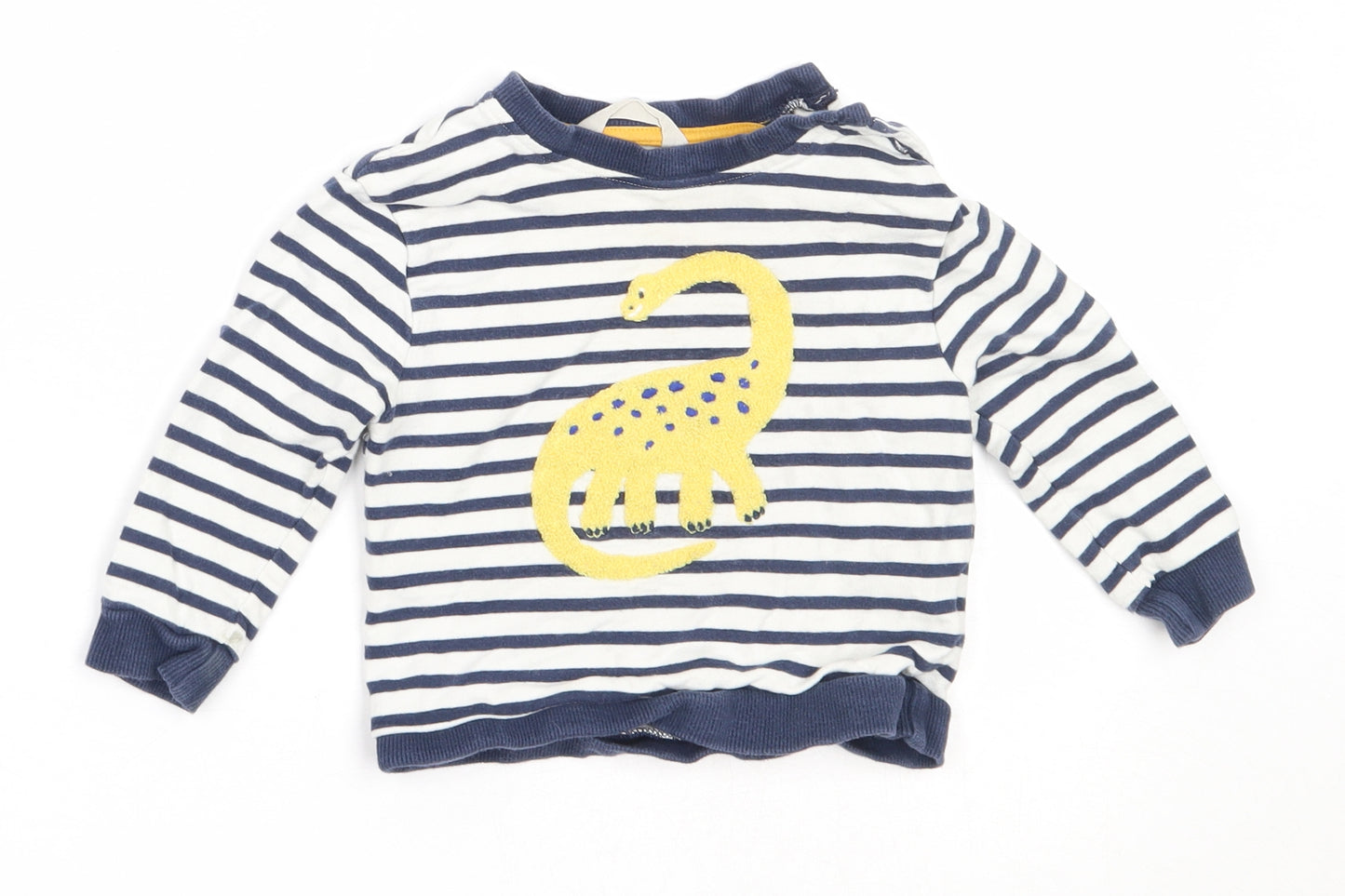 John Lewis Boys Blue Striped Cotton Pullover Jumper Size 9-12 Months